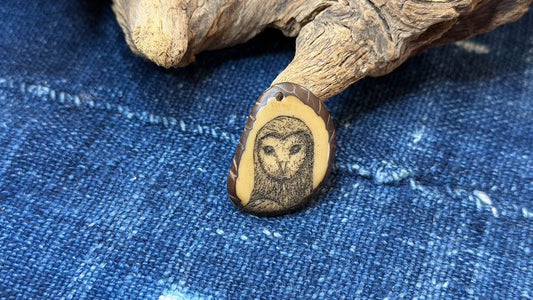 Laser-Etched Tagua Nut (Vegetable Ivory) Pendant by Andrew Thornton