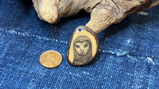 Laser-Etched Tagua Nut (Vegetable Ivory) Pendant by Andrew Thornton