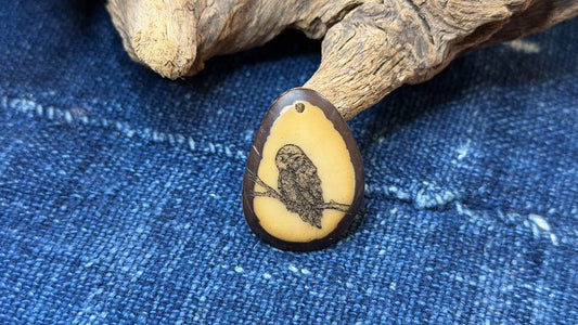 Laser-Etched Tagua Nut (Vegetable Ivory) Pendant by Andrew Thornton