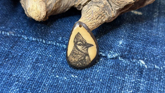 Laser-Etched Tagua Nut (Vegetable Ivory) Pendant by Andrew Thornton