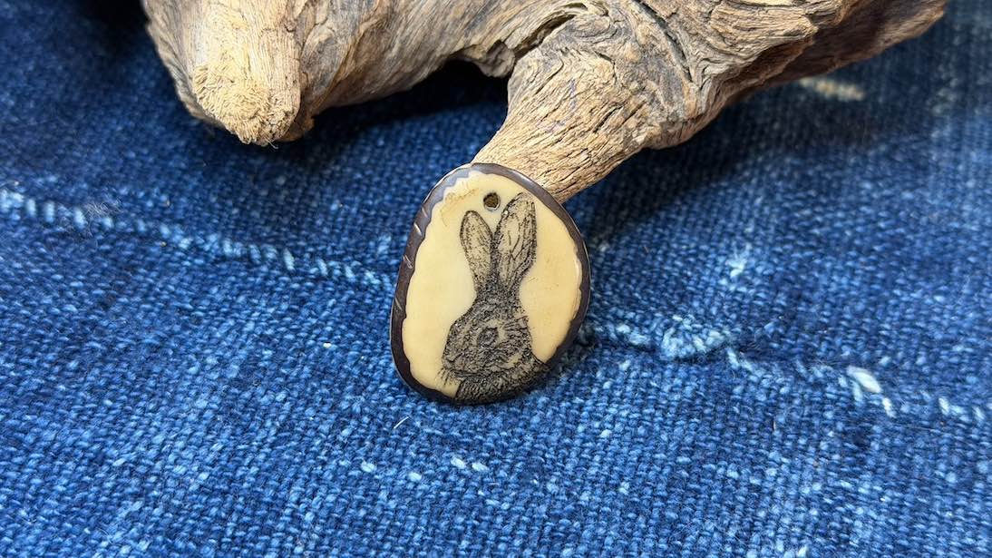 Laser-Etched Tagua Nut (Vegetable Ivory) Pendant by Andrew Thornton
