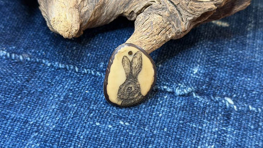 Laser-Etched Tagua Nut (Vegetable Ivory) Pendant by Andrew Thornton