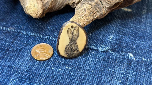 Laser-Etched Tagua Nut (Vegetable Ivory) Pendant by Andrew Thornton