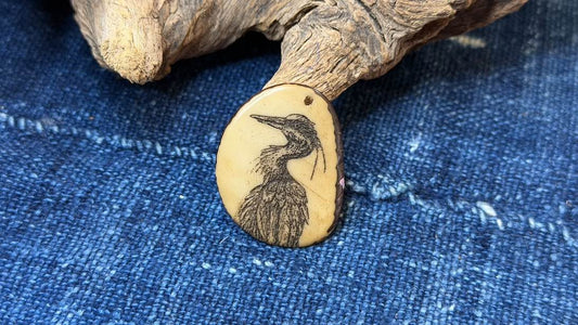 Laser-Etched Tagua Nut (Vegetable Ivory) Pendant by Andrew Thornton