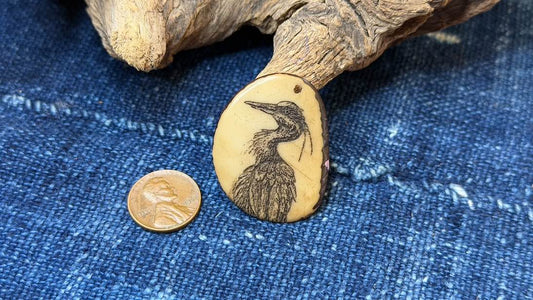 Laser-Etched Tagua Nut (Vegetable Ivory) Pendant by Andrew Thornton