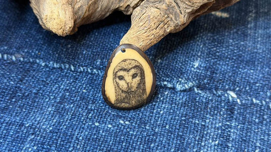 Laser-Etched Tagua Nut (Vegetable Ivory) Pendant by Andrew Thornton