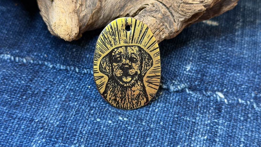 Laser-Etched Enamel Pendant by Andrew Thornton