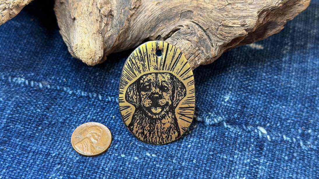 Laser-Etched Enamel Pendant by Andrew Thornton