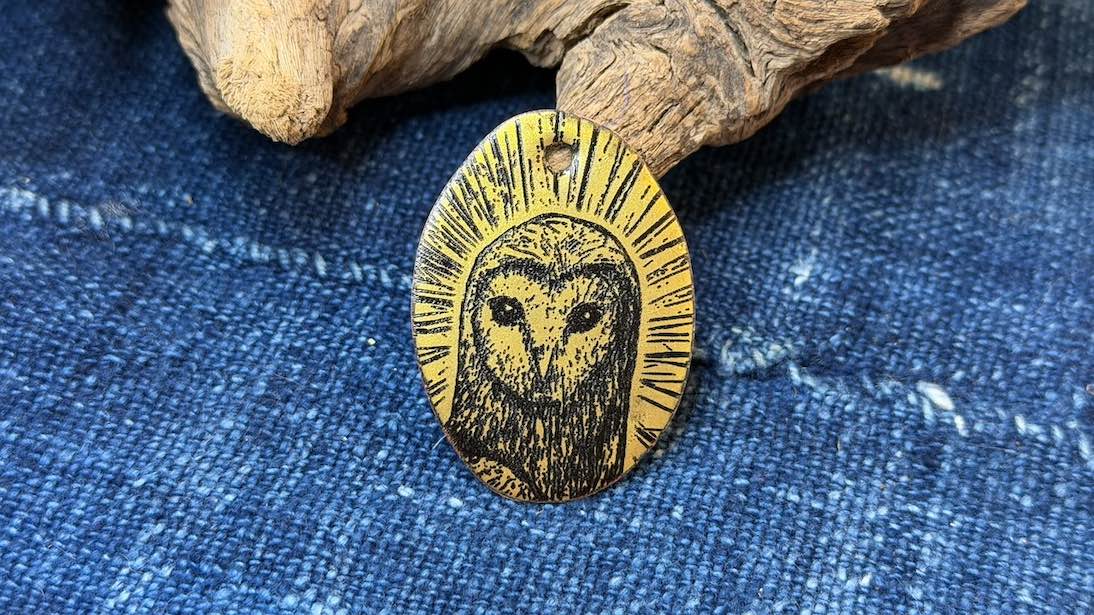 Laser-Etched Enamel Pendant by Andrew Thornton