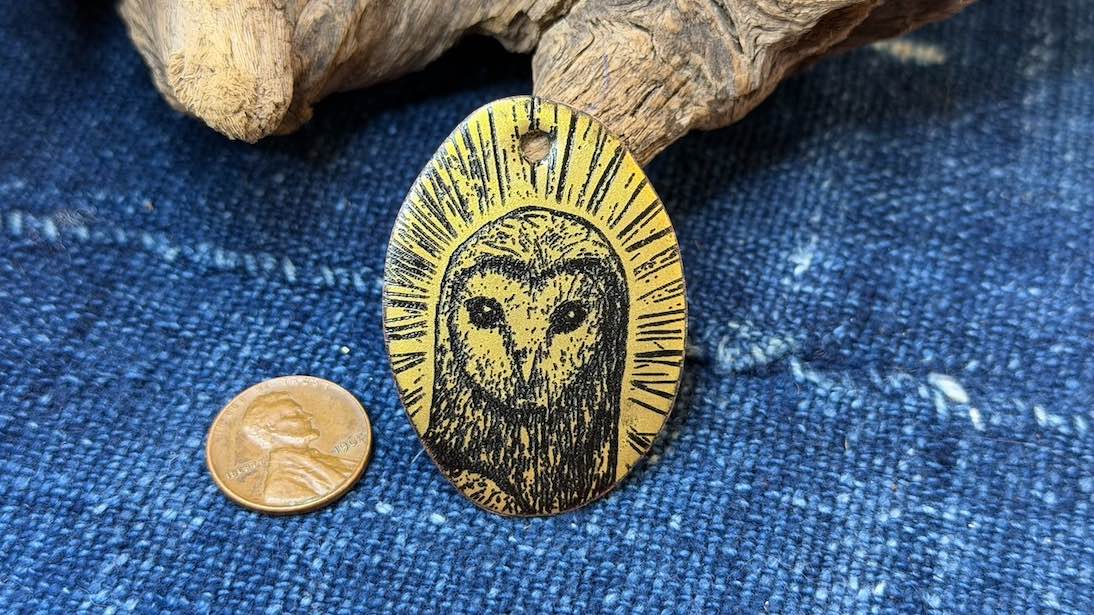 Laser-Etched Enamel Pendant by Andrew Thornton