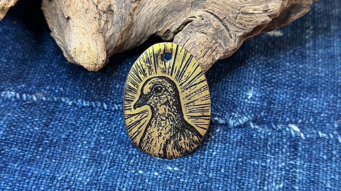 Laser-Etched Enamel Pendant by Andrew Thornton