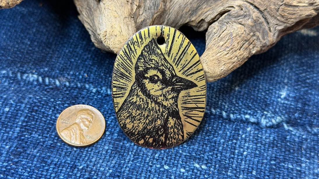 Laser-Etched Enamel Pendant by Andrew Thornton