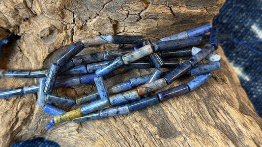 Dumortierite Bead Strand - Tubes - 4mm x 13mm - 15"