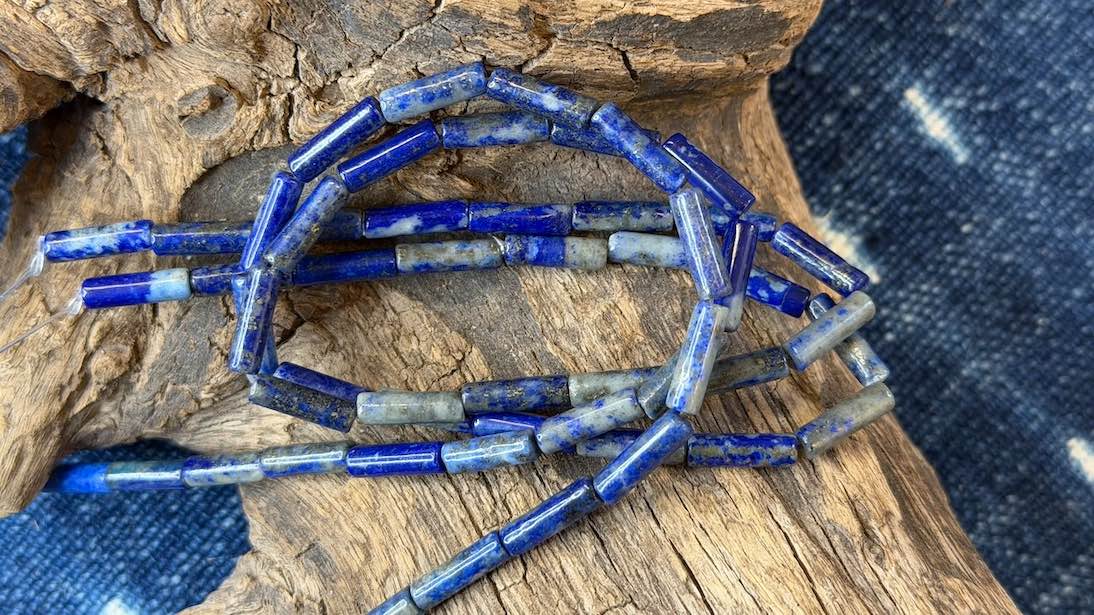 Lapis Lazuli Bead Strand - Tubes - 4mm x 13mm - 15"