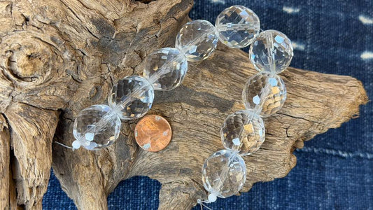 Vintage Czech Glass Bead Strand - Faceted Rounds - 21mm - 8"