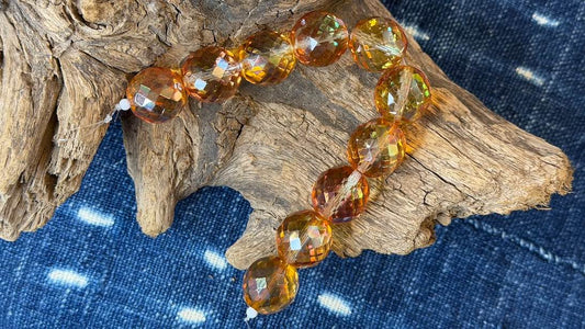 Vintage Czech Glass Bead Strand - Faceted Rounds - 19mm - 8"