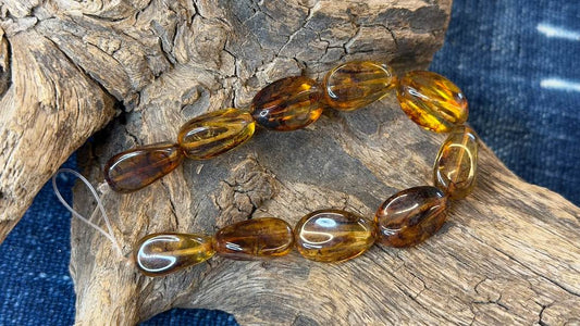 Vintage Czech Glass Bead Strand - Pinched Rectangle - 13.5mm x 20mm - 8"