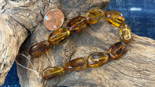 Vintage Czech Glass Bead Strand - Pinched Rectangle - 13.5mm x 20mm - 8"