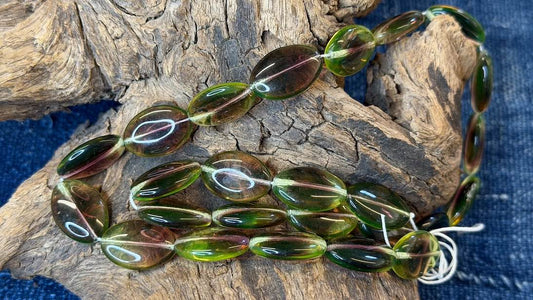 Vintage German Glass Bead Strand - Ovals - 13.5mm x 20mm - 19"