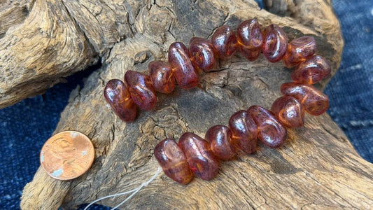 Vintage Czech Glass Bead Strand - Nugget - 9mm x 17.5mm - 6"