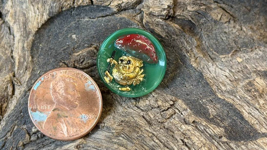 Vintage Czech Glass Button - Mushroom Friend - 18mm