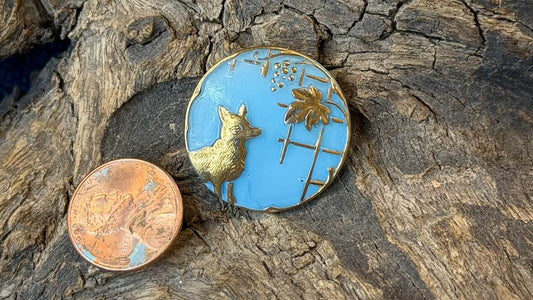 Vintage Czech Glass Button - Fox & Grapes - 26.5mm