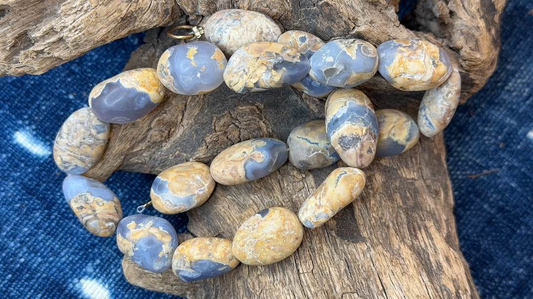 Blue Chalcedony Bead Strand - Smooth Nuggets - 15mm x 22mm - 16"