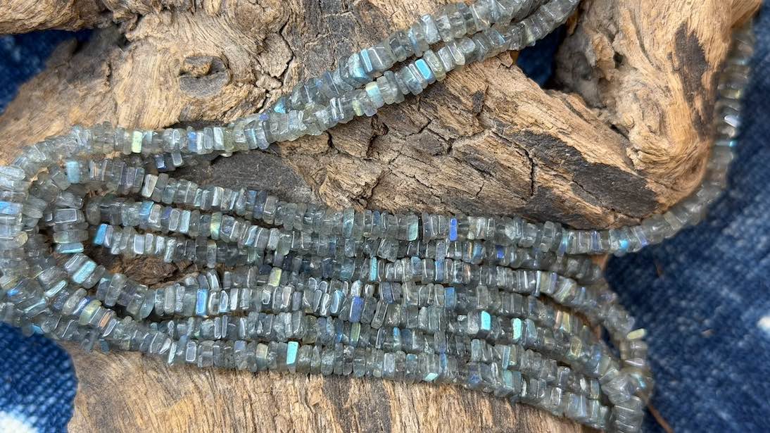 Labradorite Bead Strand - Square Heishi - 4mm x 1.5mm - 16"
