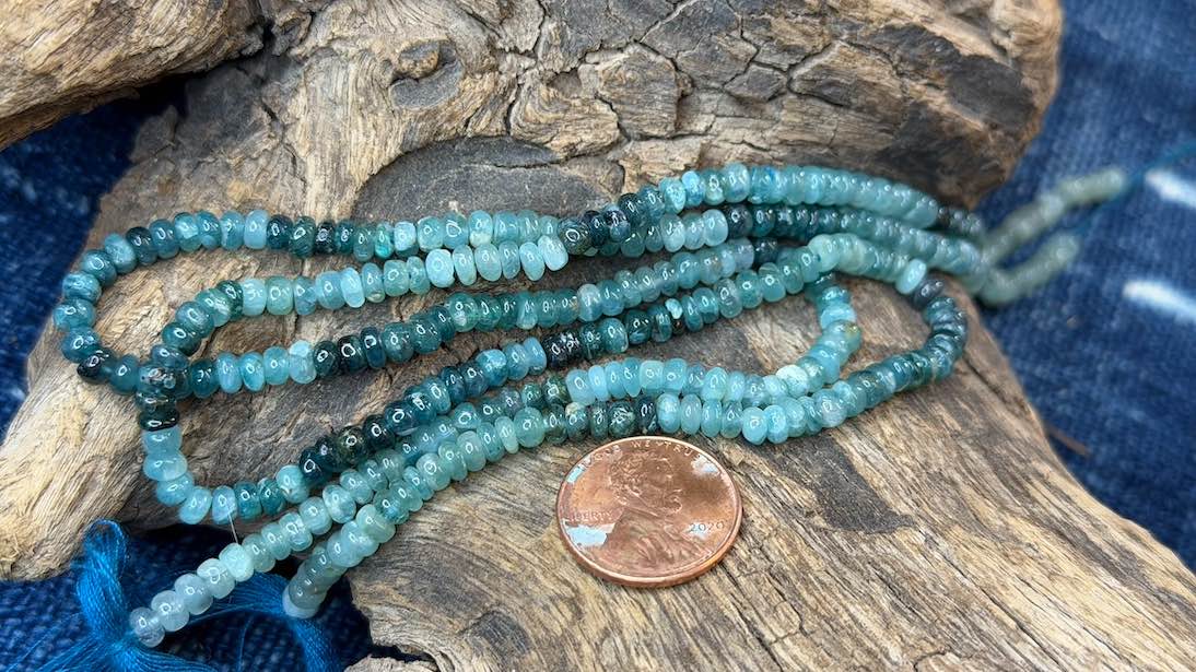 Grandidierite Bead Strand - Smooth Rondelles - 4.5mm - 14"