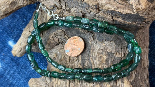 Green Apatite Bead Strand - Graduated Puffy Rectangles - 4.5mm x 7mm - 6.5mm x 10mm - 17"