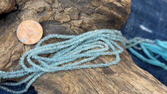 Aquamarine Bead Strand - Micro-Faceted Rondelles - 2.5mm - 13"