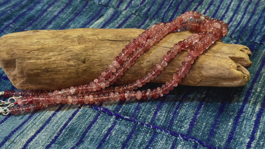 Strawberry Quartz Bead Strand / Necklace - Smooth Rondelles - 5mm - 10mm — 16”