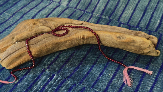 Garnet Bead Strand - Micro-Faceted Rounds - 3mm — 12.5”