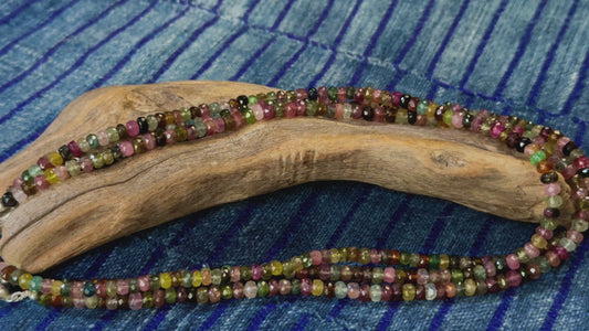 Mixed Tourmaline Bead Strand / Necklace - Faceted Rondelles - 6mm — 16”