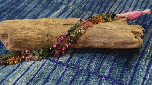 Multi Tourmaline Bead Strand - Faceted Briolettes - 7-8mm — 8”