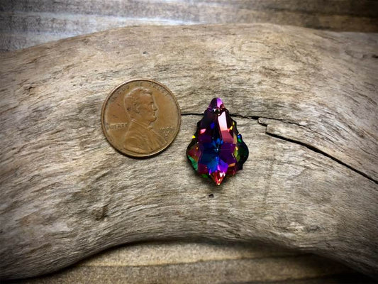 European Crystal Faceted Baroque Pendant - Bright Rainbow