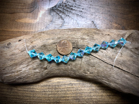 Czech Glass - Preciosa Crystal Bicone Beads - 10mm Aqua