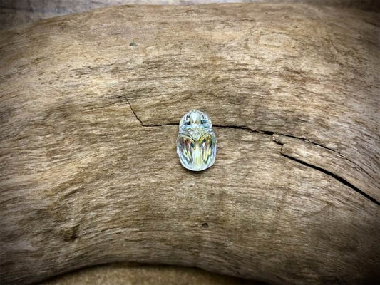 European Crystal Faceted Scarab Bead - Aurora Borealis