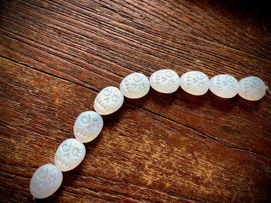 Czech Glass Bead Strand—Skull Beads—Matte Crystal AB