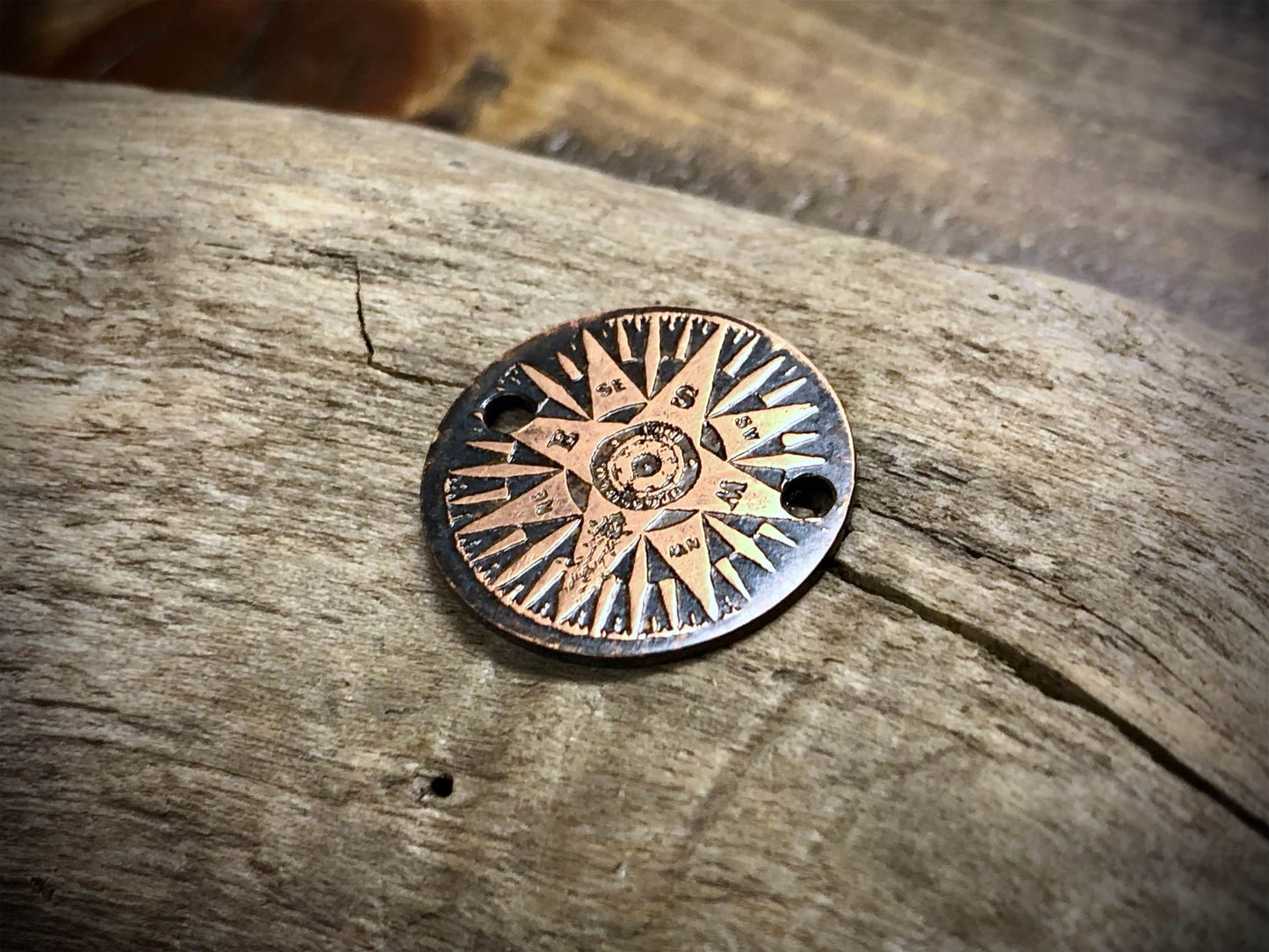 Etched Copper Pendant - Compass