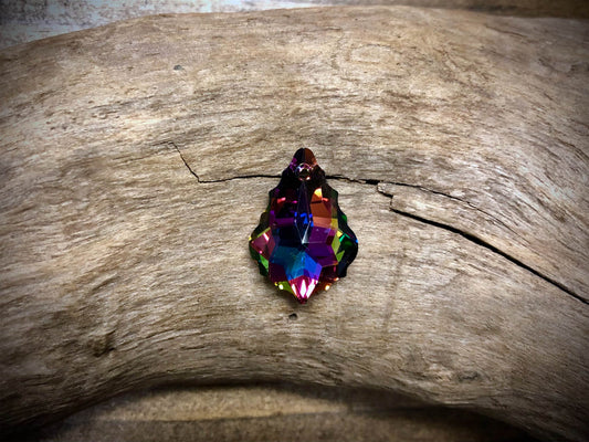 European Crystal Faceted Baroque Pendant - Bright Rainbow