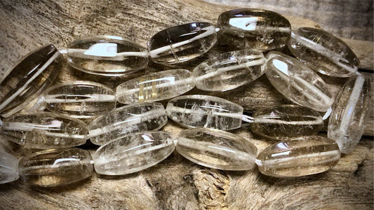 Rutilated Quartz Fluted Barrels Strand - 15mm x 8mm to 20mm x 10mm - 14"