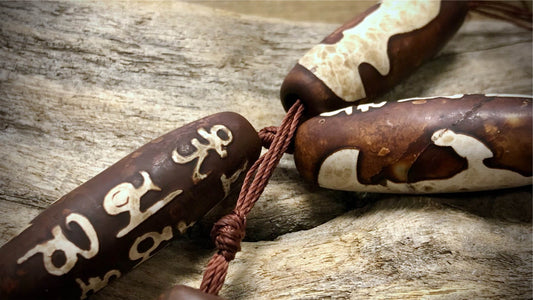 Tibetan Agate Barrel Beads - 40mm x 14mm