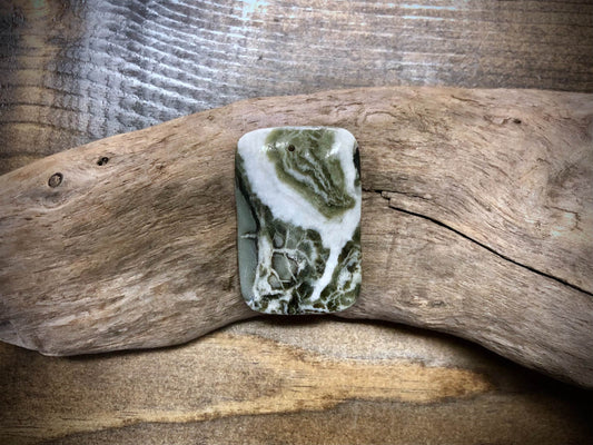 Moss Agate Rounded Rectangle Pendant