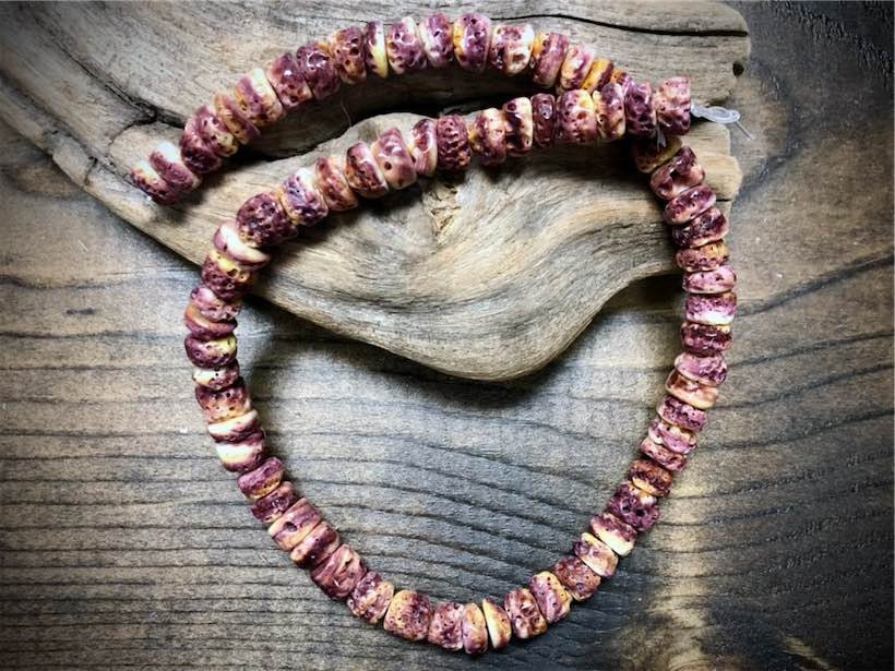 Purple Spiny Oyster Heishi Beads Strand - 9mm x 3mm to 9mm x 8mm - 16"