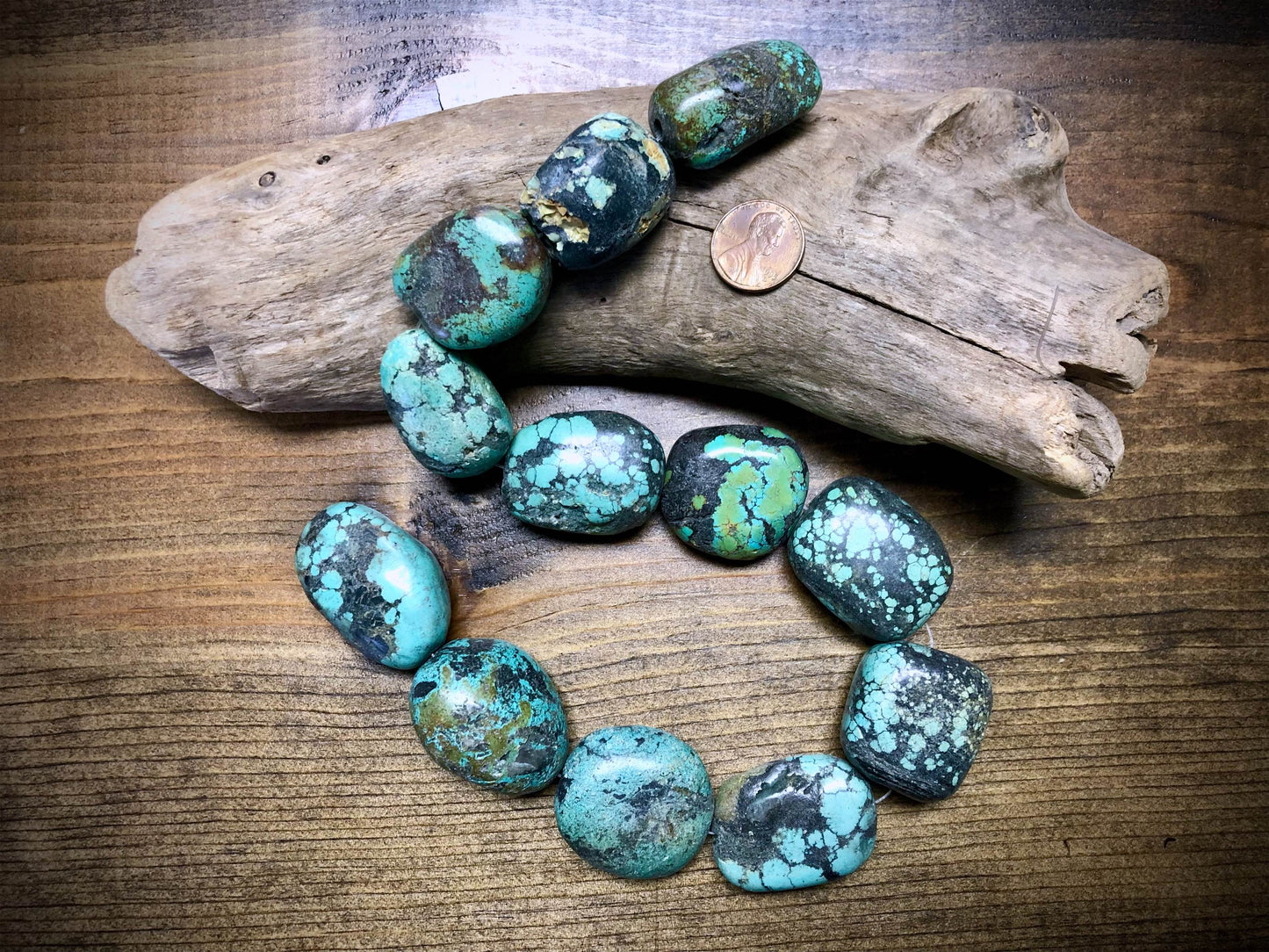 Large Turquoise Nugget Beads - 34mm