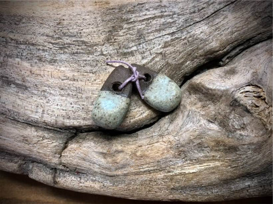 Marsha Neal Studio Ceramic Bead Pair - Sea Foam Pebbles