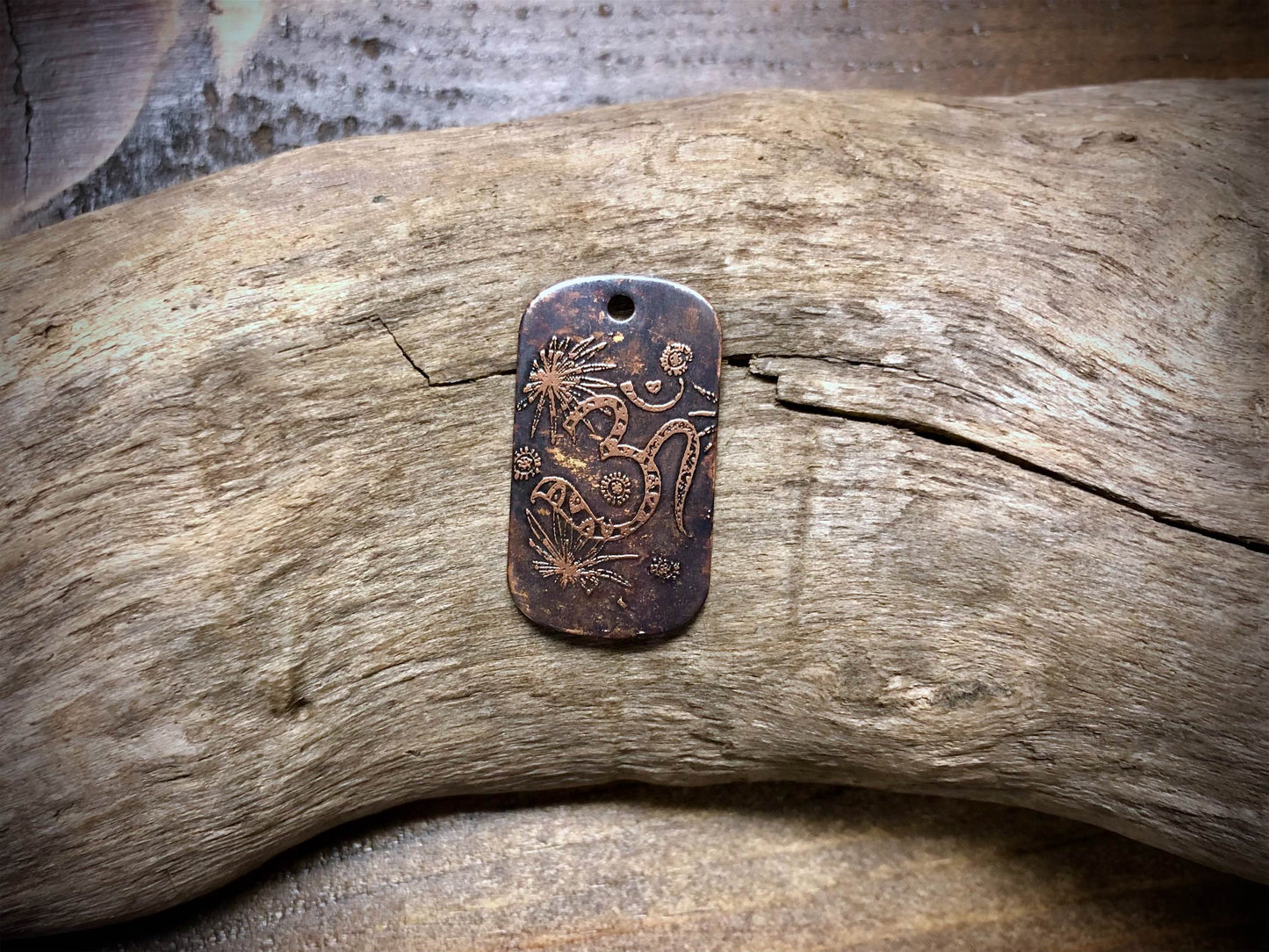Etched Copper Pendant - Ohm