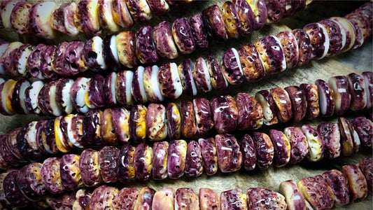 Purple Spiny Oyster Heishi Beads Strand - 9mm x 3mm to 9mm x 8mm - 16"