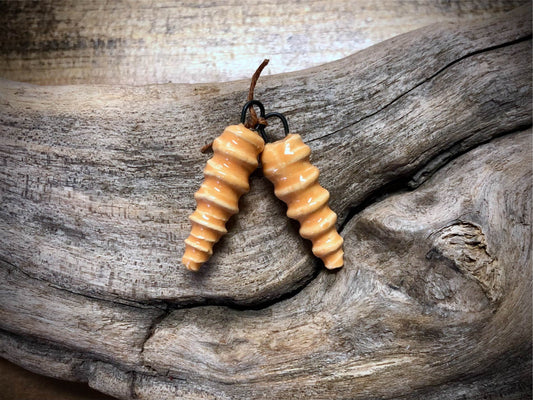 Marsha Neal Studio Ceramic Bead Pair - Creamsicle Spirals